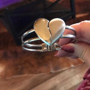 Silver toned heart bracelet